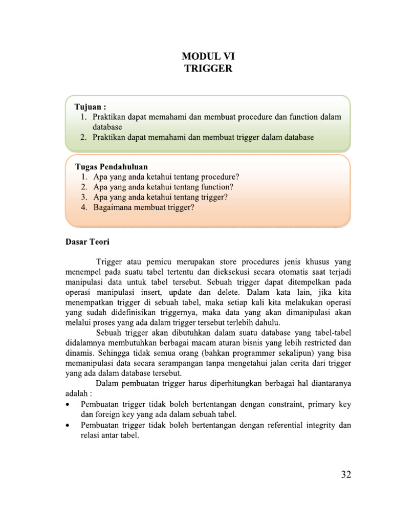 Procedure - Trigger | PDF