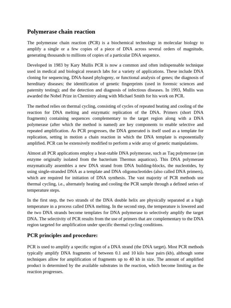 Pcr | PDF | Polymerase Chain Reaction | Biological Engineering