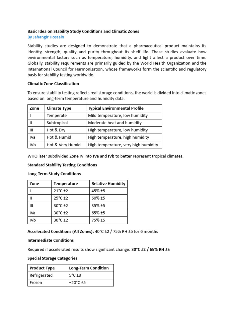 Basic Idea On Stability Study Conditions and Climatic Zones | PDF ...