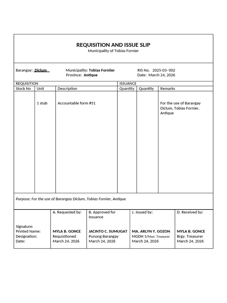 Requisition and Issue Slip | PDF