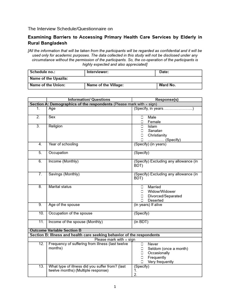 Example 1 Survey Questionnaire v1 11-3-2026 | PDF | Physical ...