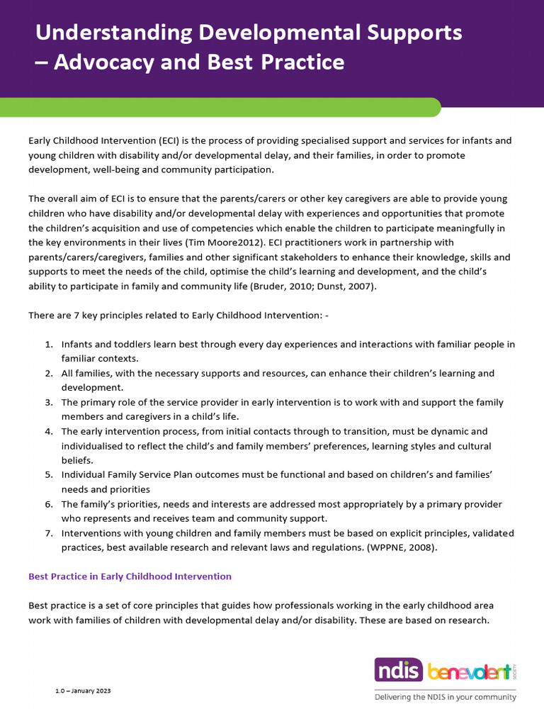 Understanding Developmental Supports- Advocacy and Best Practice | PDF