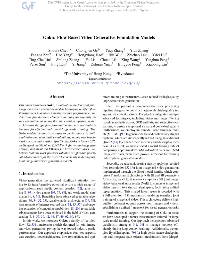 Chen Goku Flow Based Video Generative Foundation Models CVPR 2025 Paper ...