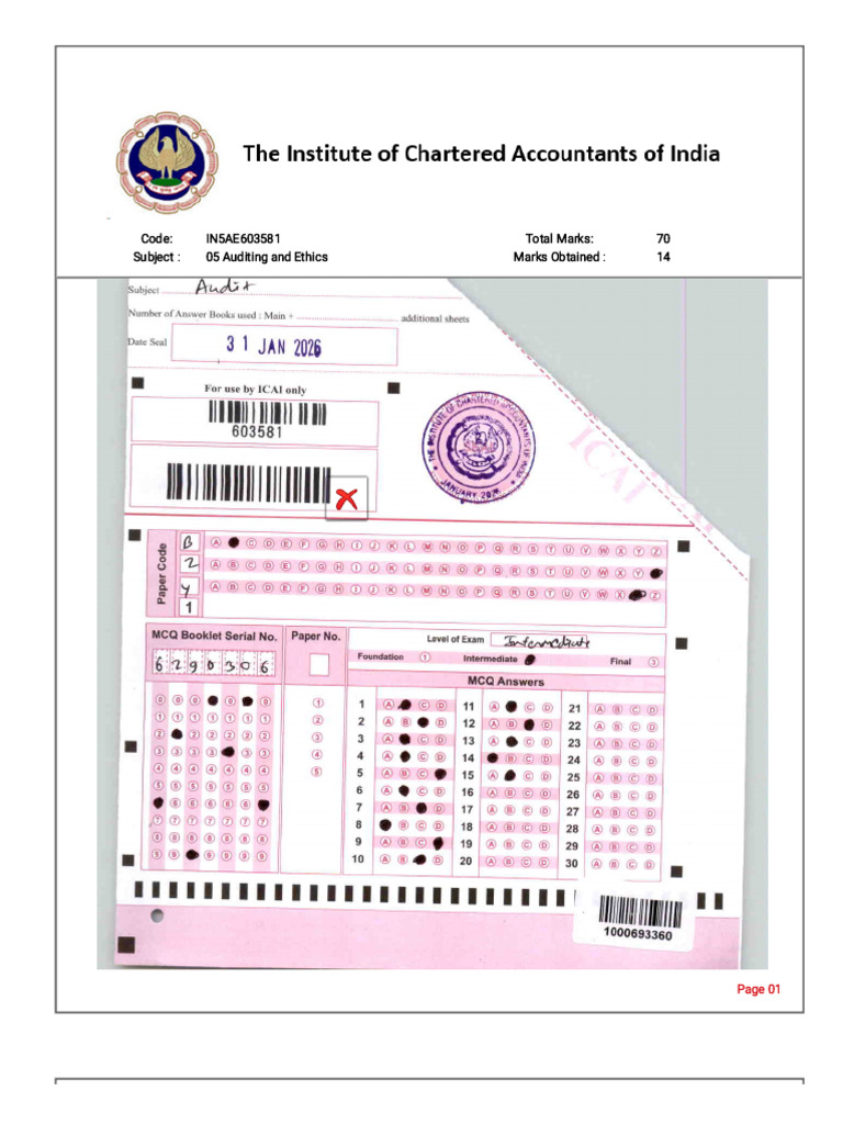 Dec 25 audit corrected answer paper ICAI | PDF