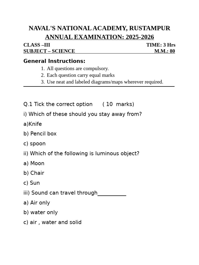 Class 3 Science | PDF