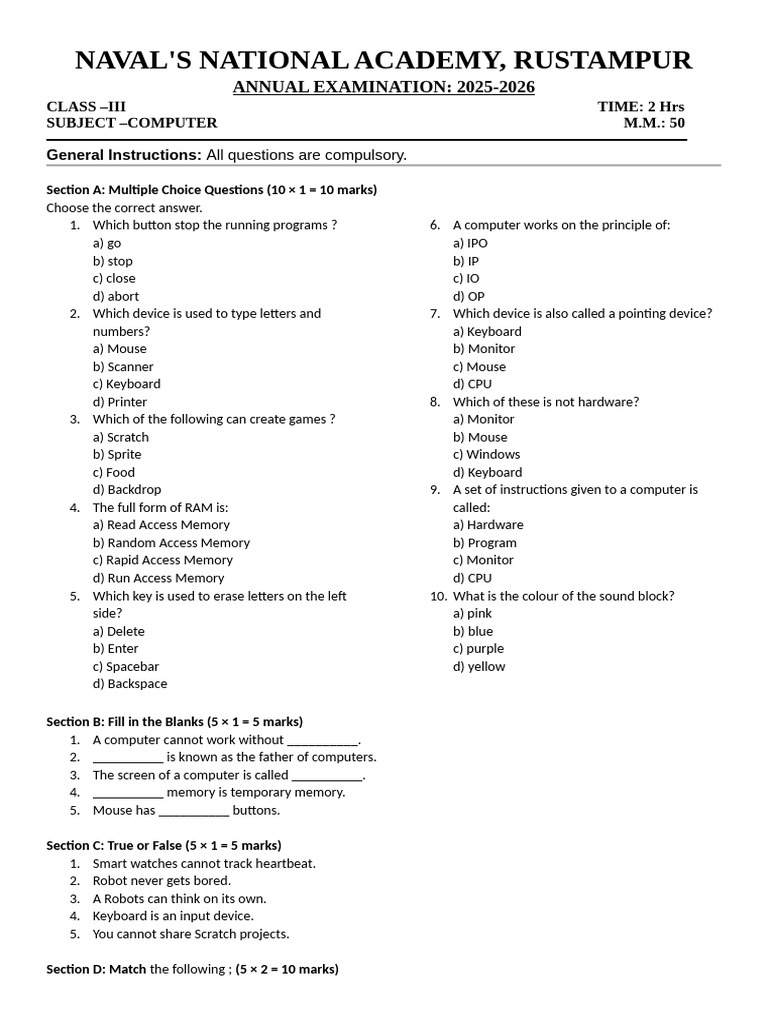 Class III Computer | PDF