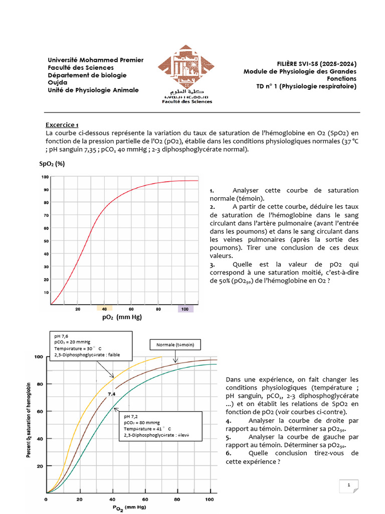 Corrig - Exercice 1 TD 1 2025-2026 | PDF | Sang | Hémoglobine