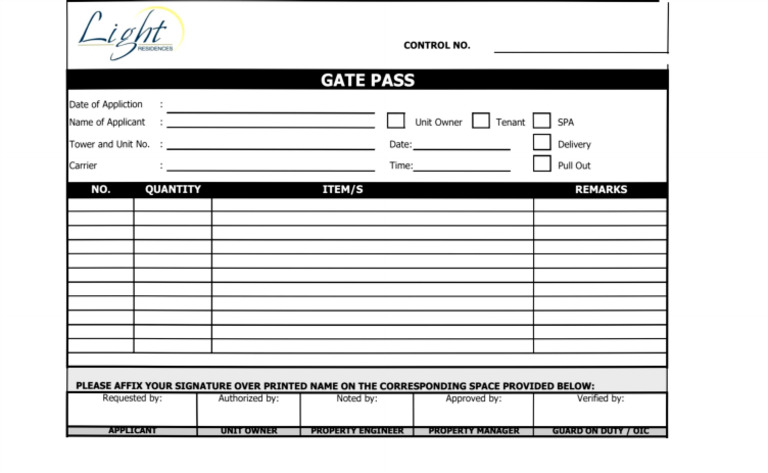 Gatepass Form | PDF