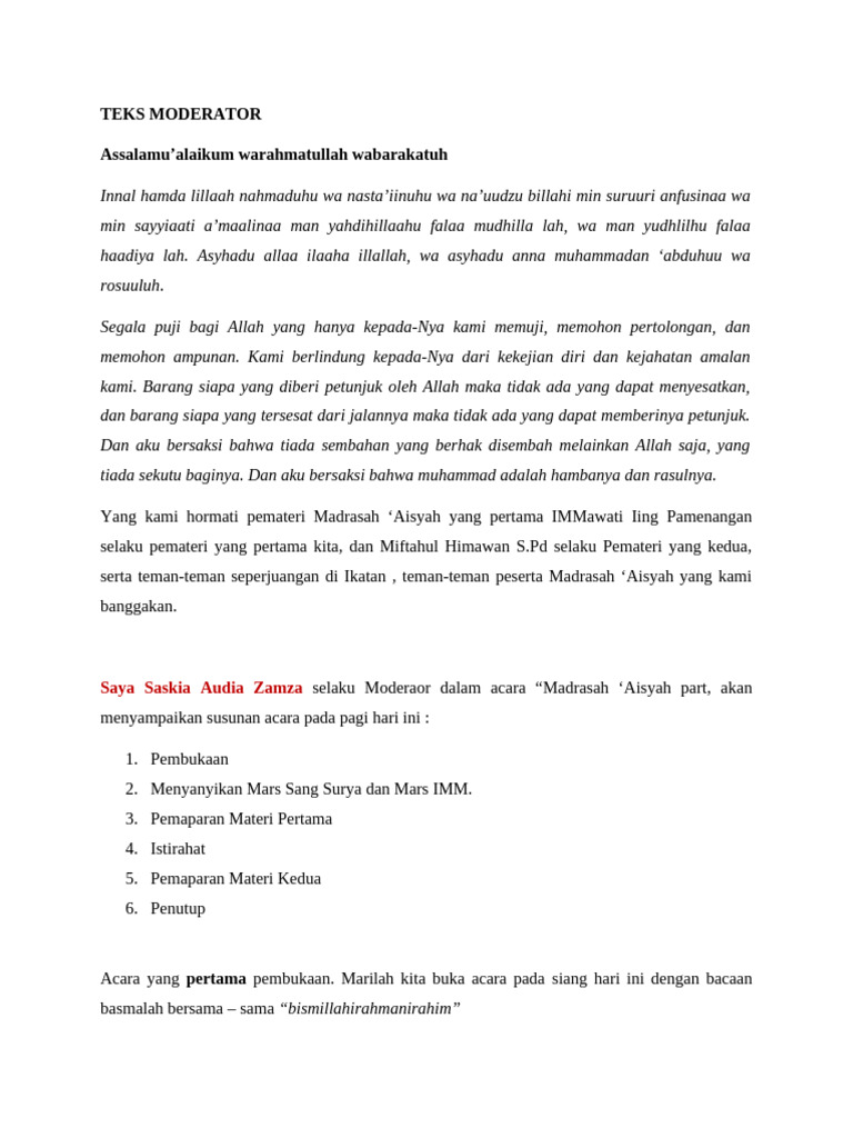 Teks Moderator PKM Center | PDF