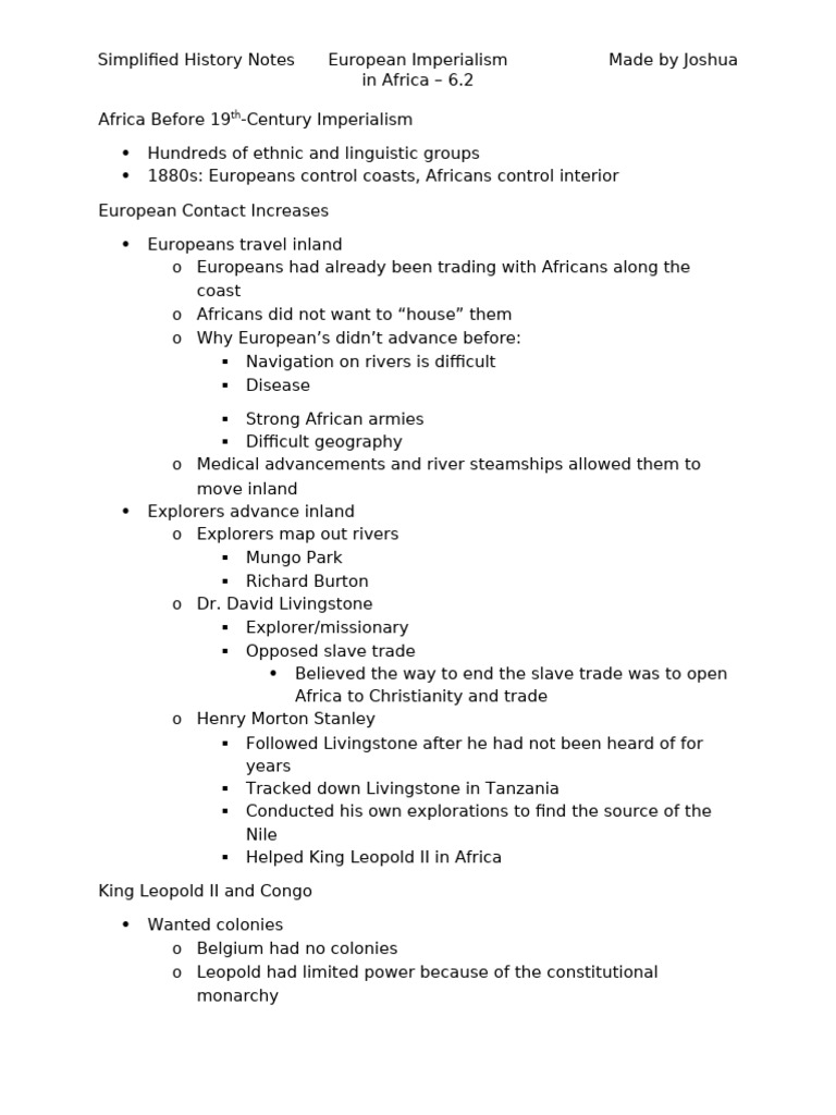 History 6.2 Notes | PDF | International Relations | Africa