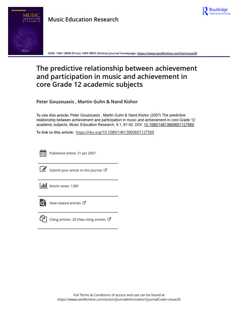 The Predictive Relationship Between Achievement and Participation in ...