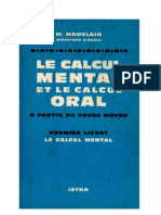 Mathématiques Classiques Calcul Mental Livret 1 Madelain 1963