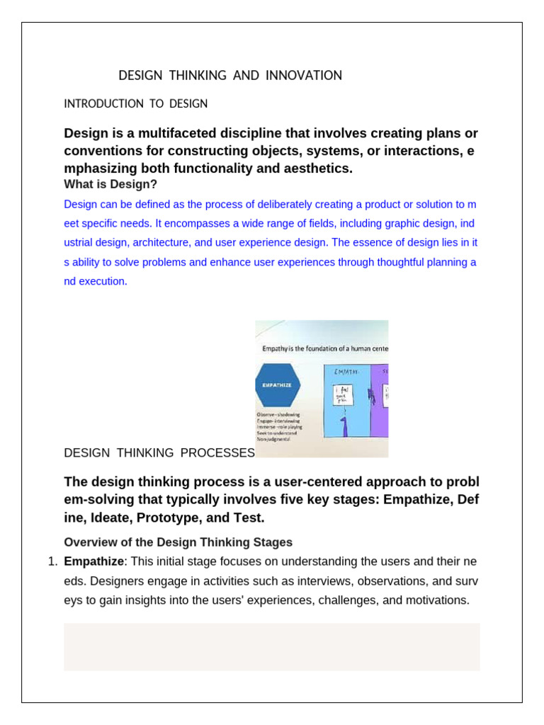 Design Thinking and Innovation | PDF | Shape | Innovation