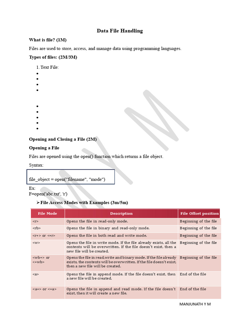 File Handling (For Students) | PDF