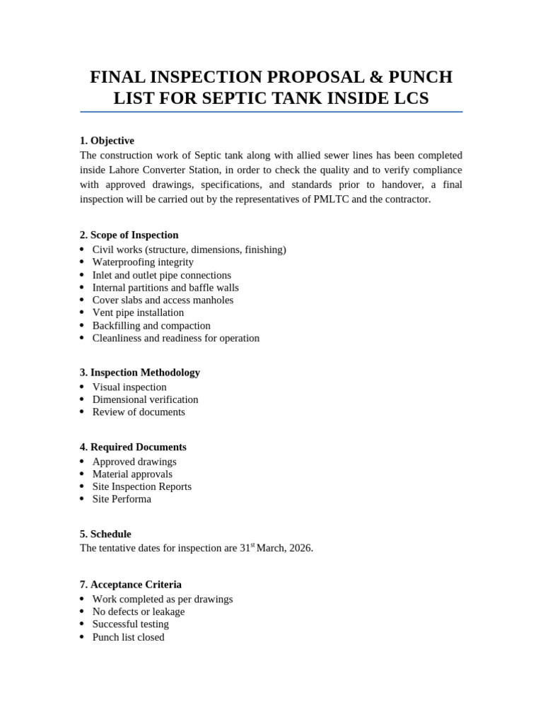 Septic Tank Final Inspection | PDF | Specification (Technical Standard)