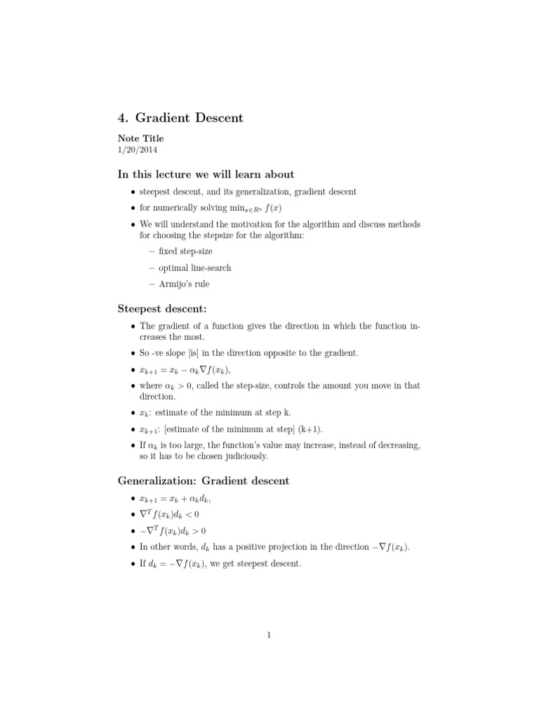 Lec4 Gradient Descent | PDF