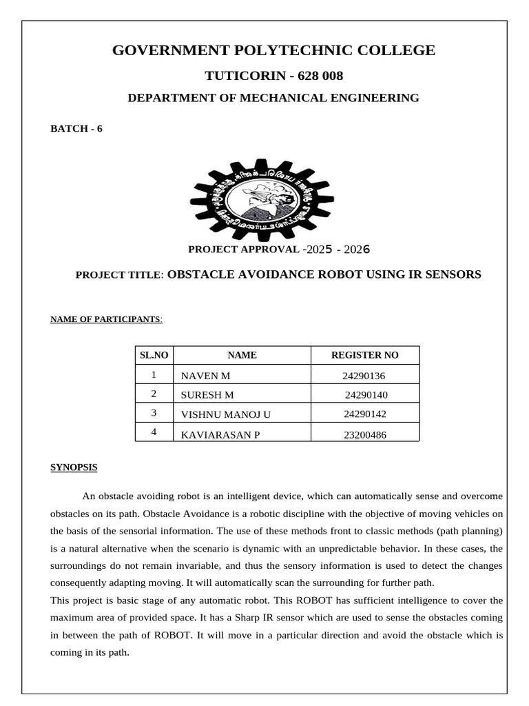 Obstacle Avoidance Project | PDF