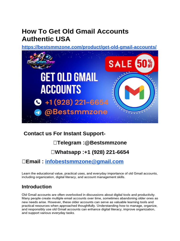 How To Get Old Gmail Accounts Authentic USA | PDF | Gmail | Learning
