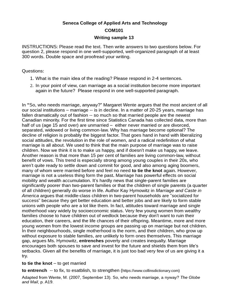 COM101 Writing Sample 13 (Adapted) | PDF