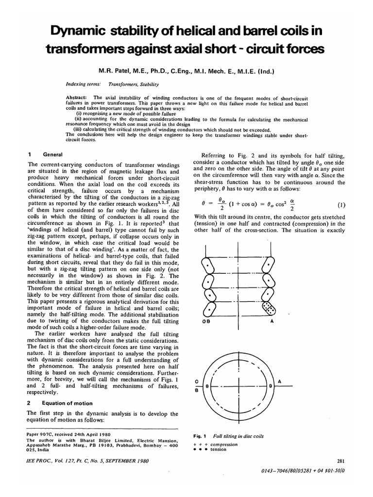 35.Dynamic Stability of Helical and Barrel Coils in Transformers | PDF ...