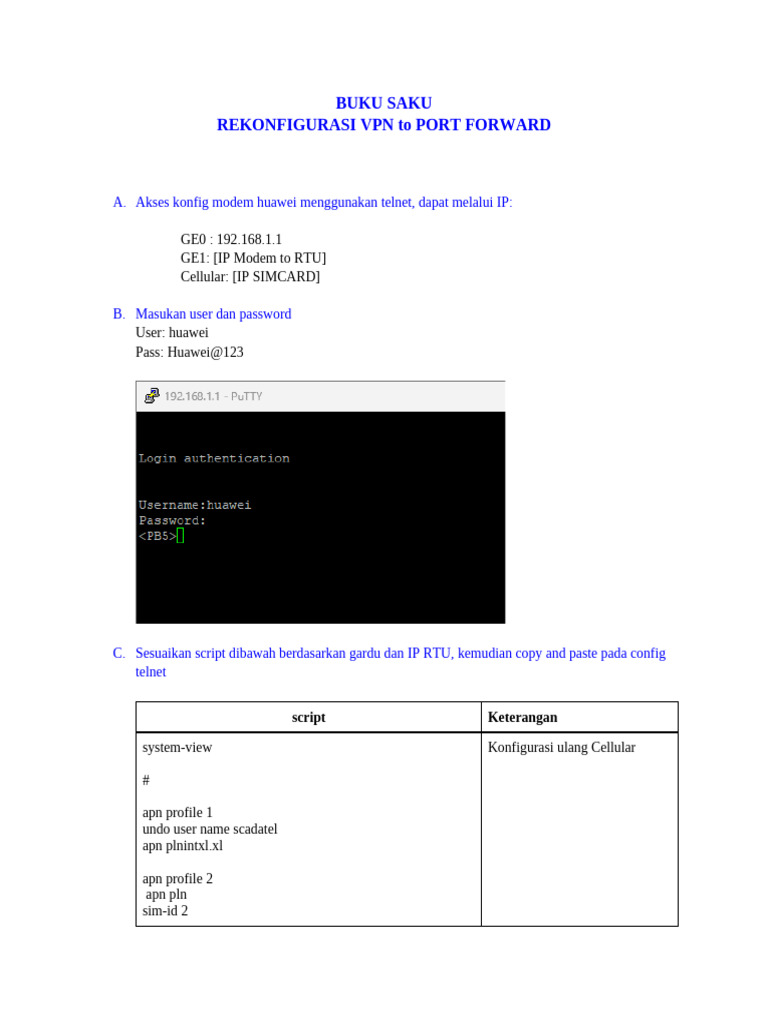 Buku Saku - Modem Huawei AR502EG-L - Bagian 3 Rekonfigurasi VPN to Port ...