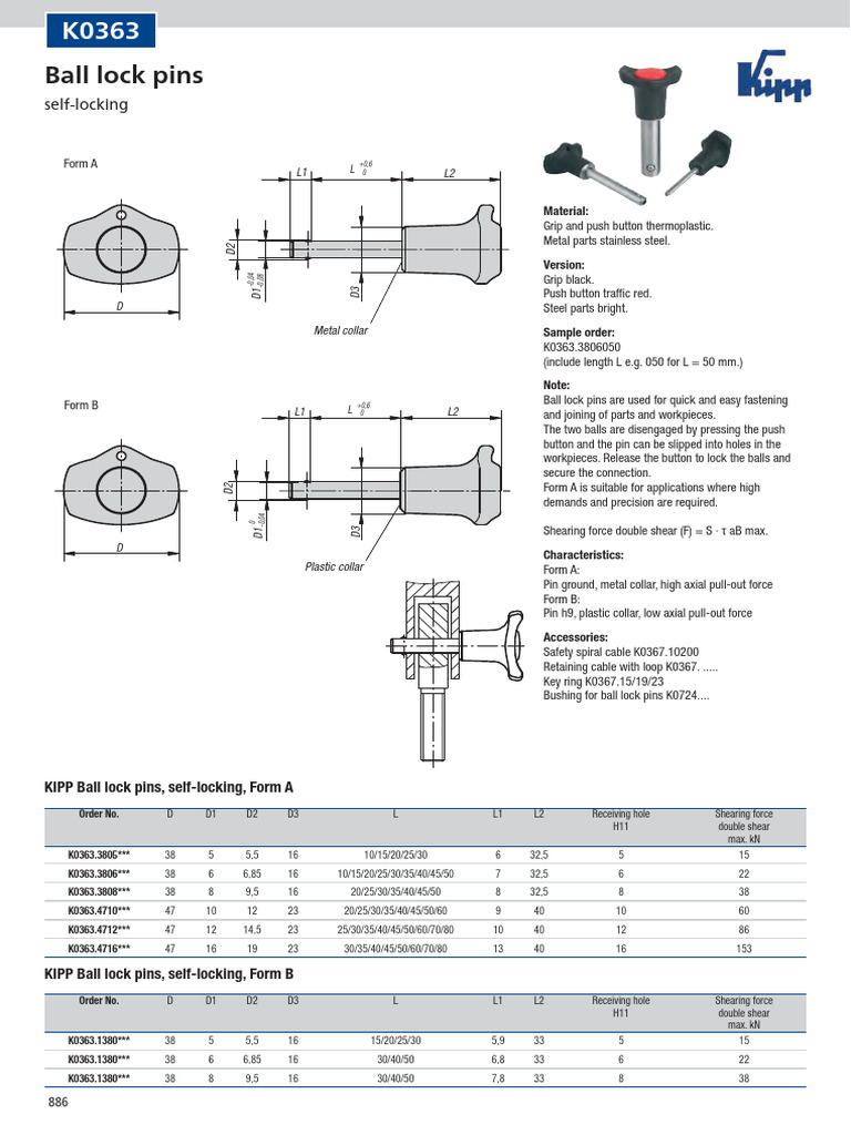 Ball Lock Pins | PDF | Mechanical Engineering | Building Materials