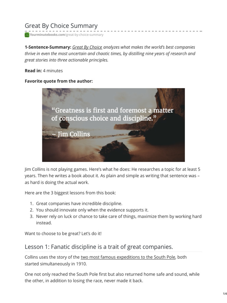 Great by Choice Summary | PDF | I Pod | Luck