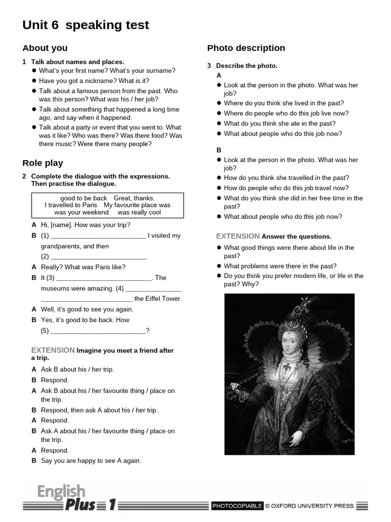 Unit 6 Speaking Test | PDF