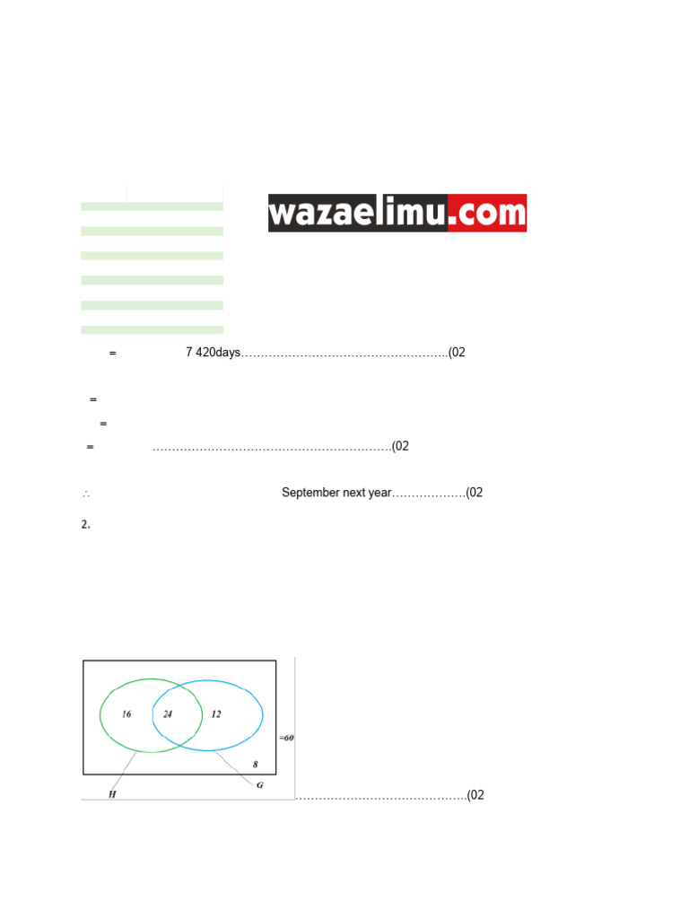 Basic Mathematics Form Four, Marking Scheme | PDF