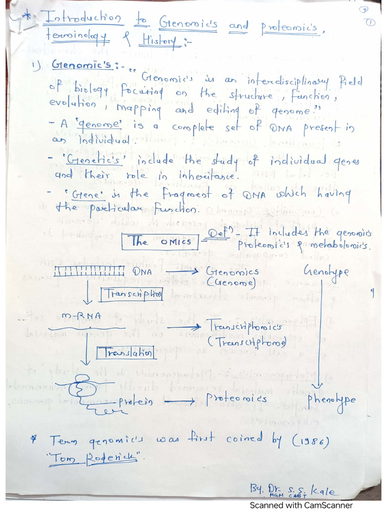 Genomics Handwritten Notes | PDF