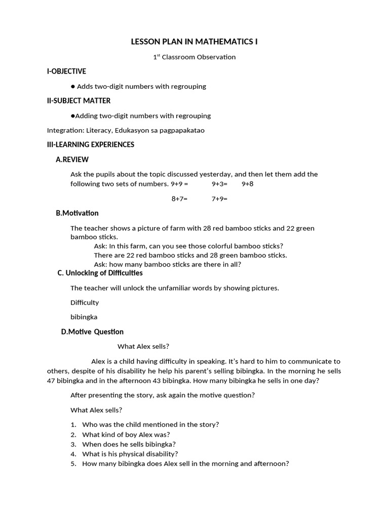 Lesson Plan in Mathematics i Final 3 Shine | PDF | Human Communication