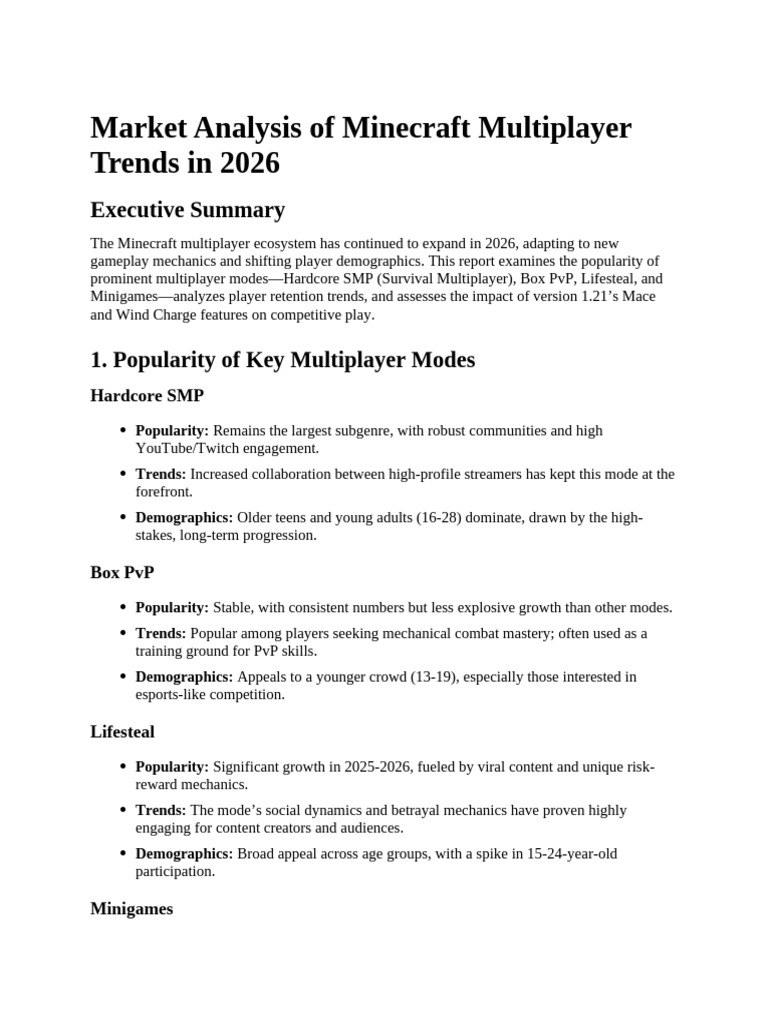 Minecraft Multiplayer Trends 2026 | PDF