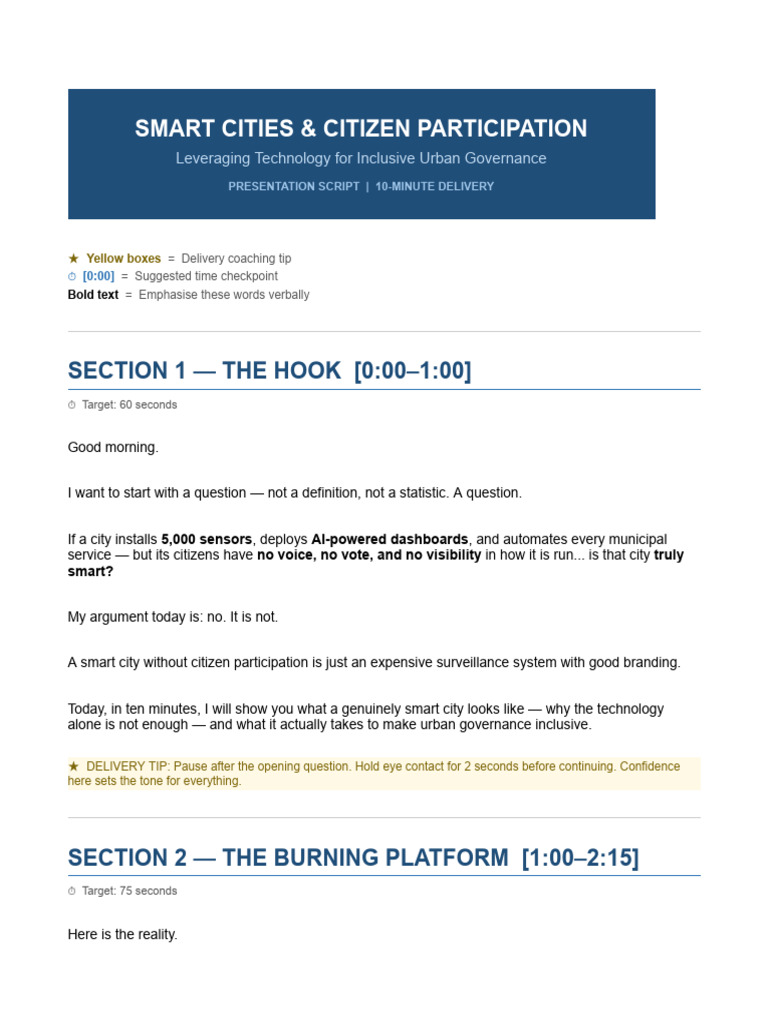 Smart Cities Consultative Script | PDF