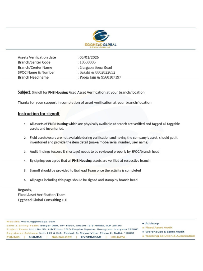 PNB Housing Verification Sign Off Report | PDF