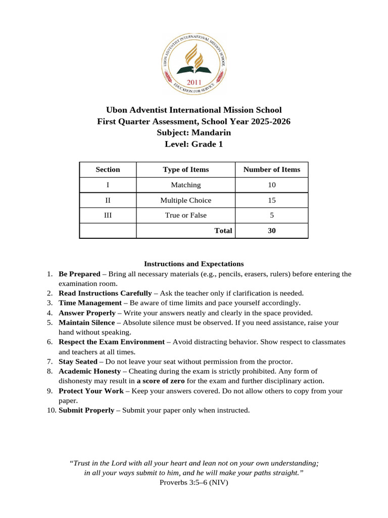Exam Cover Page | PDF
