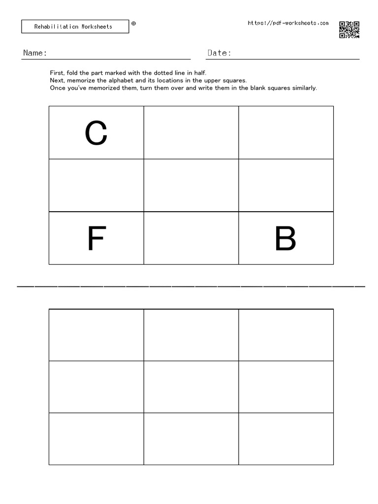 Task to Memorize the Alphabet in the Squares and the Location of the ...