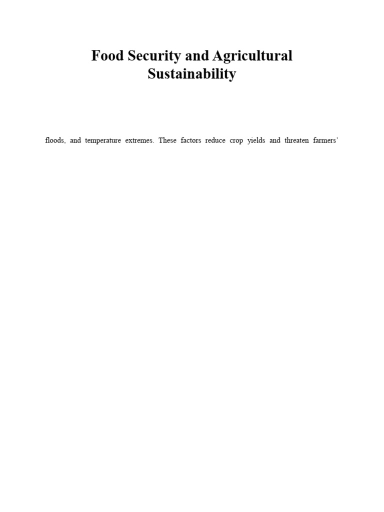 Food Security and Agricultural Sustainability | PDF