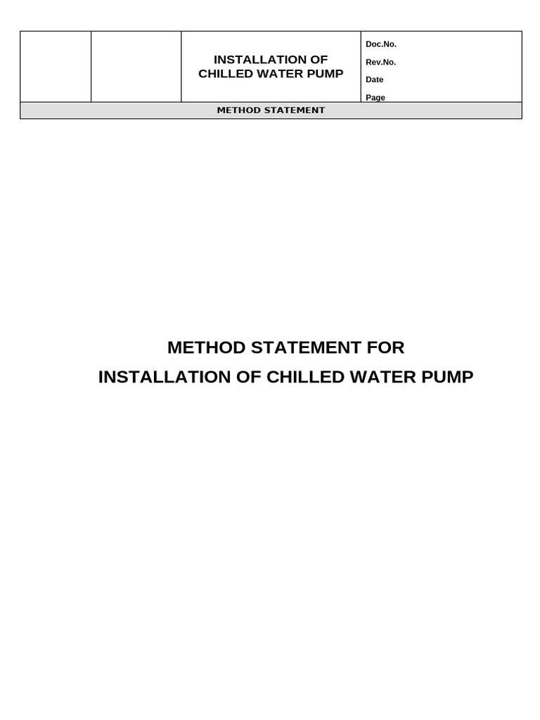 Method statement for installation of Chilled Water Pump | PDF | Pump ...
