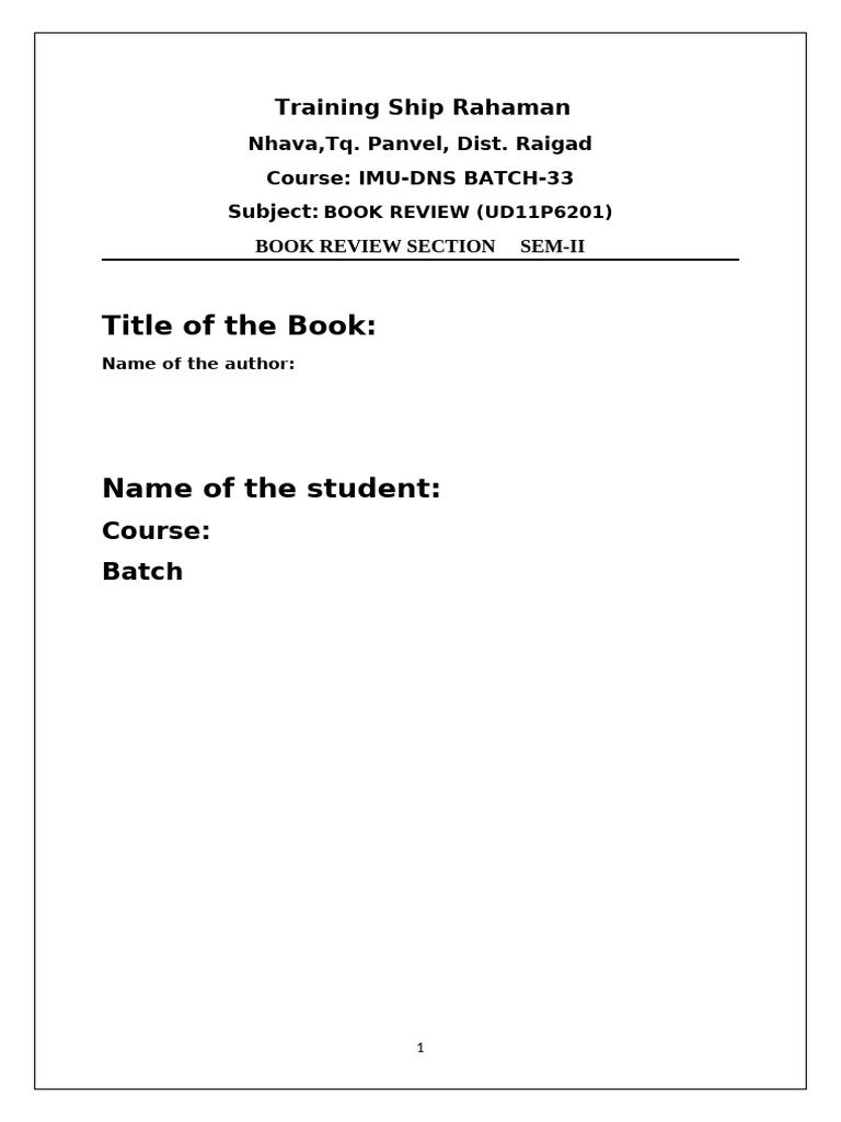 Book Review Format | PDF