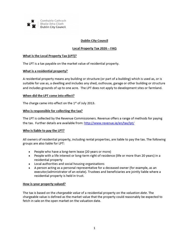 LPT FAQ Y2026 | PDF | Property Tax | Valuation (Finance)