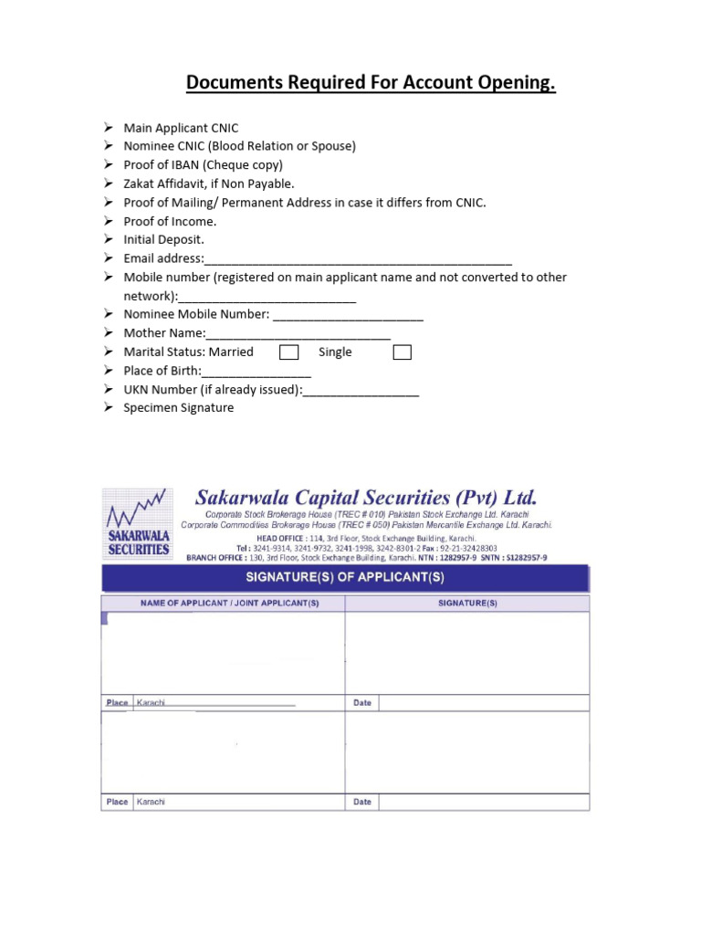 Account Opening Details | PDF
