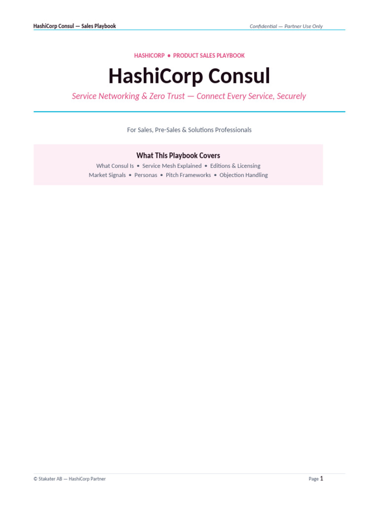HashiCorp Consul Sales Playbook | PDF | Information Technology | Computing