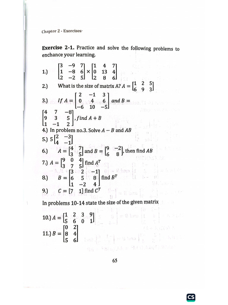 Advance Mathematics Matrix Activities | PDF
