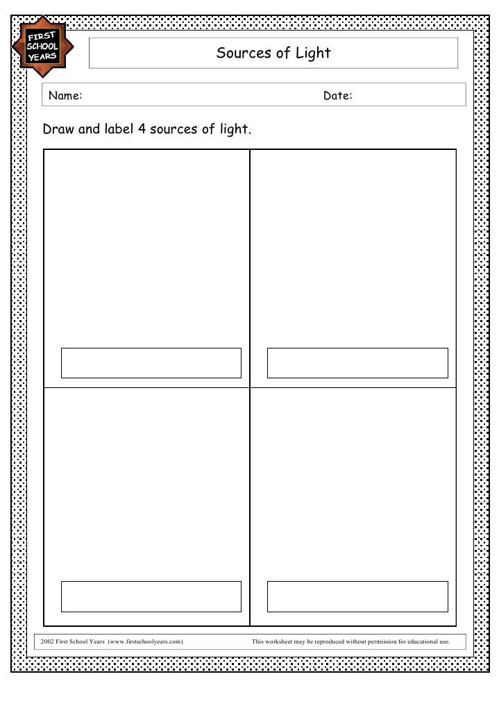 Identify 4 Light Sources Worksheet | PDF | Social Science | Language ...