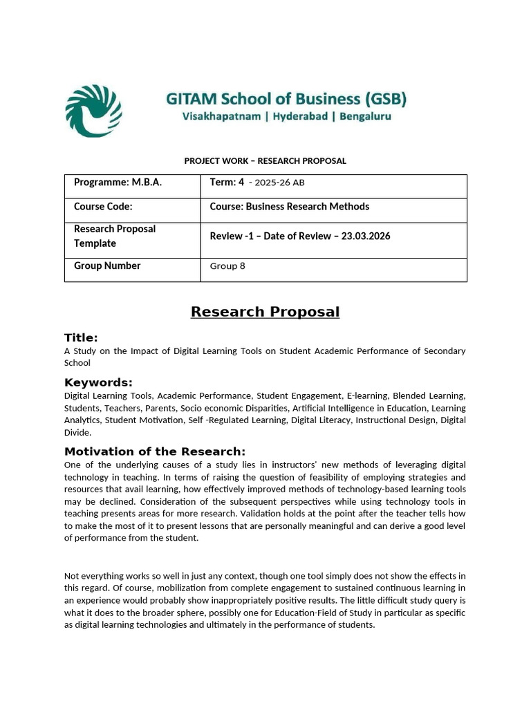 Project Proposal Template March 2026 BRM | PDF | Learning Theory ...