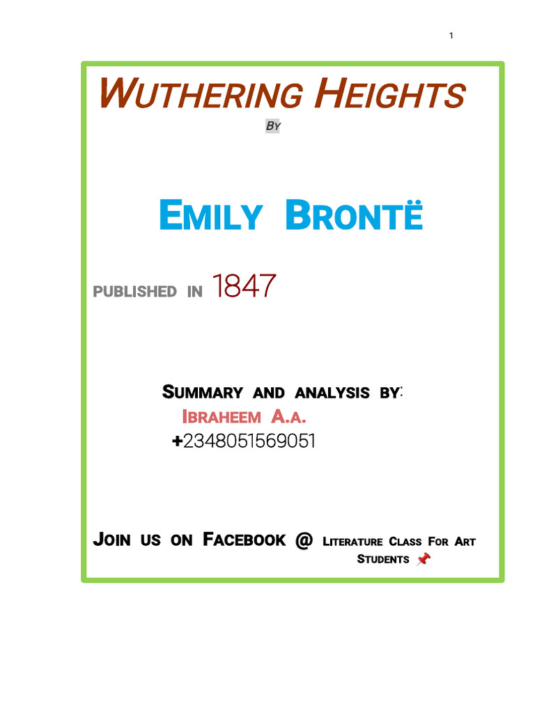 WUTHERING HEIGHTS, Ibraheem A.A | PDF | Wuthering Heights | Heathcliff ...
