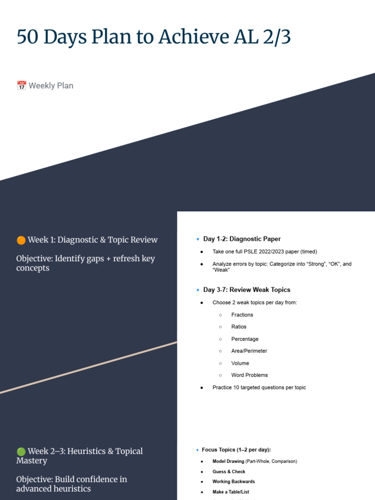 50 Days Plan to Achieve AL 2_3 | PDF | Cognitive Science | Cognition