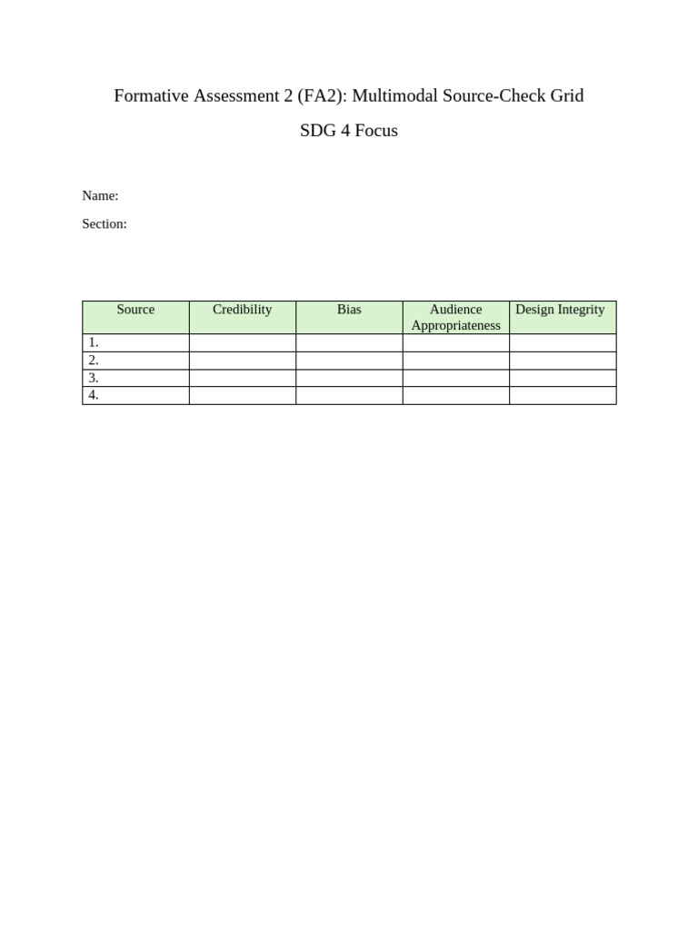 Multimodal Source-Check Grid | PDF