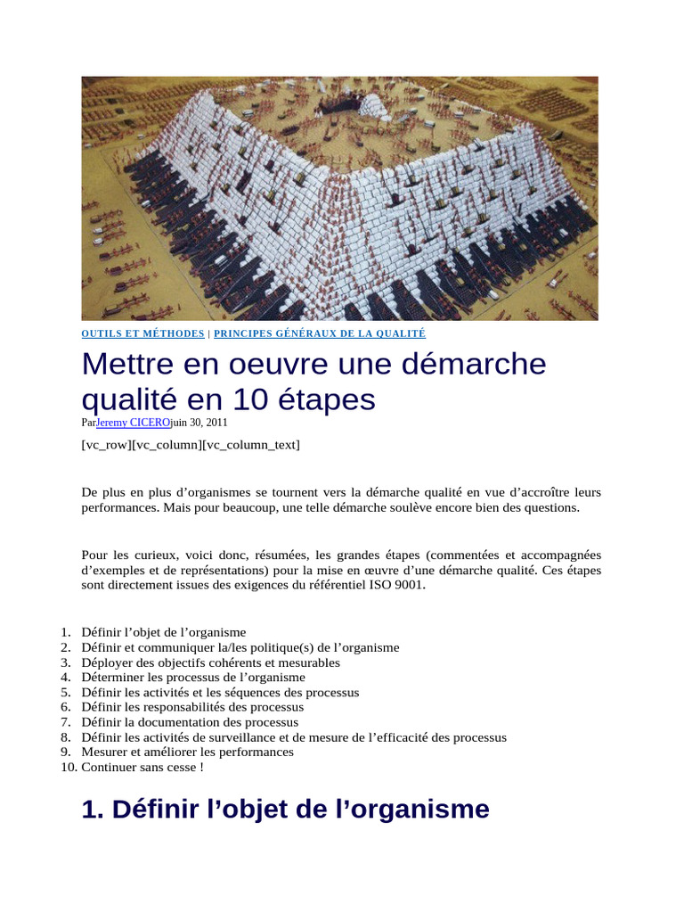 QUALIBLOG - LA DEMARCHE QUALITE EN 10 ETAPES | PDF | Management de la ...