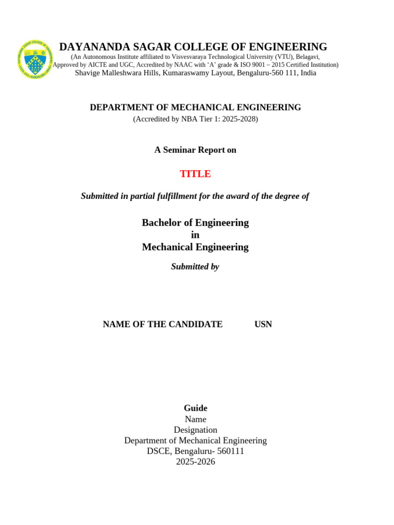Seminar Report Template | PDF